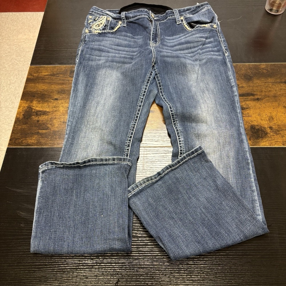 Grace In L.A. Womens Easy Fit Jeans Size 34 Blue Embroideried Western Cowgirl - Picture 3 of 11